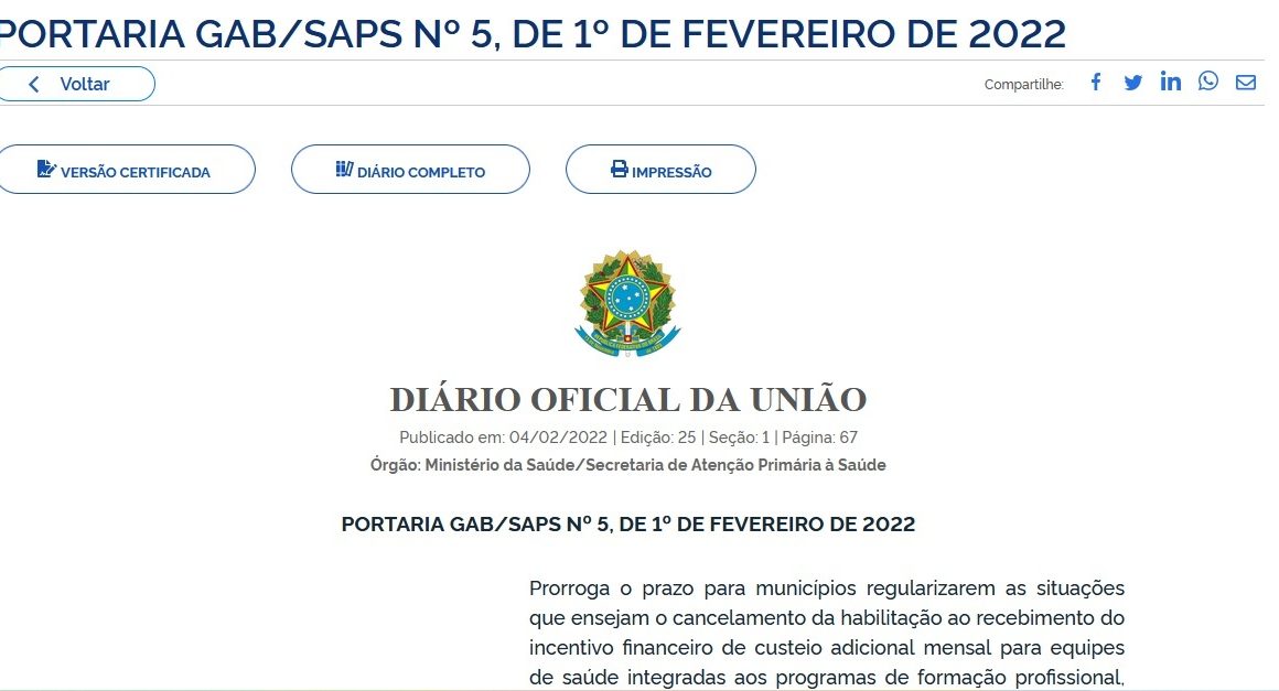 Incentivo financeiro: prorrogado prazo para Municípios regularizarem situações de cancelamento da habilitação