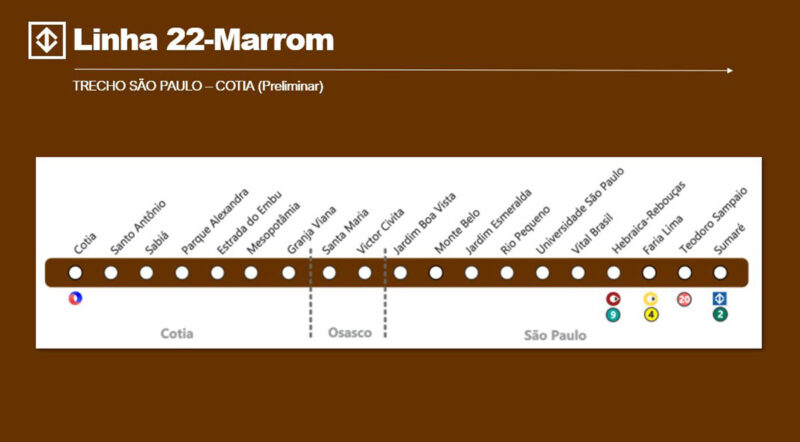 Metrô lança nova licitação da Linha 22-Marrom, que atenderá Cotia