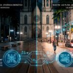 Cidades que "pensam": A iluminação adaptativa com sensores IoT ajusta o brilho conforme o movimento, reduzindo o desperdício de energia em até 40% e garantindo segurança onde ela é mais necessária.