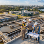 Moderna estação de tratamento de água ilustrando investimentos em saneamento básico nos municípios brasileiros