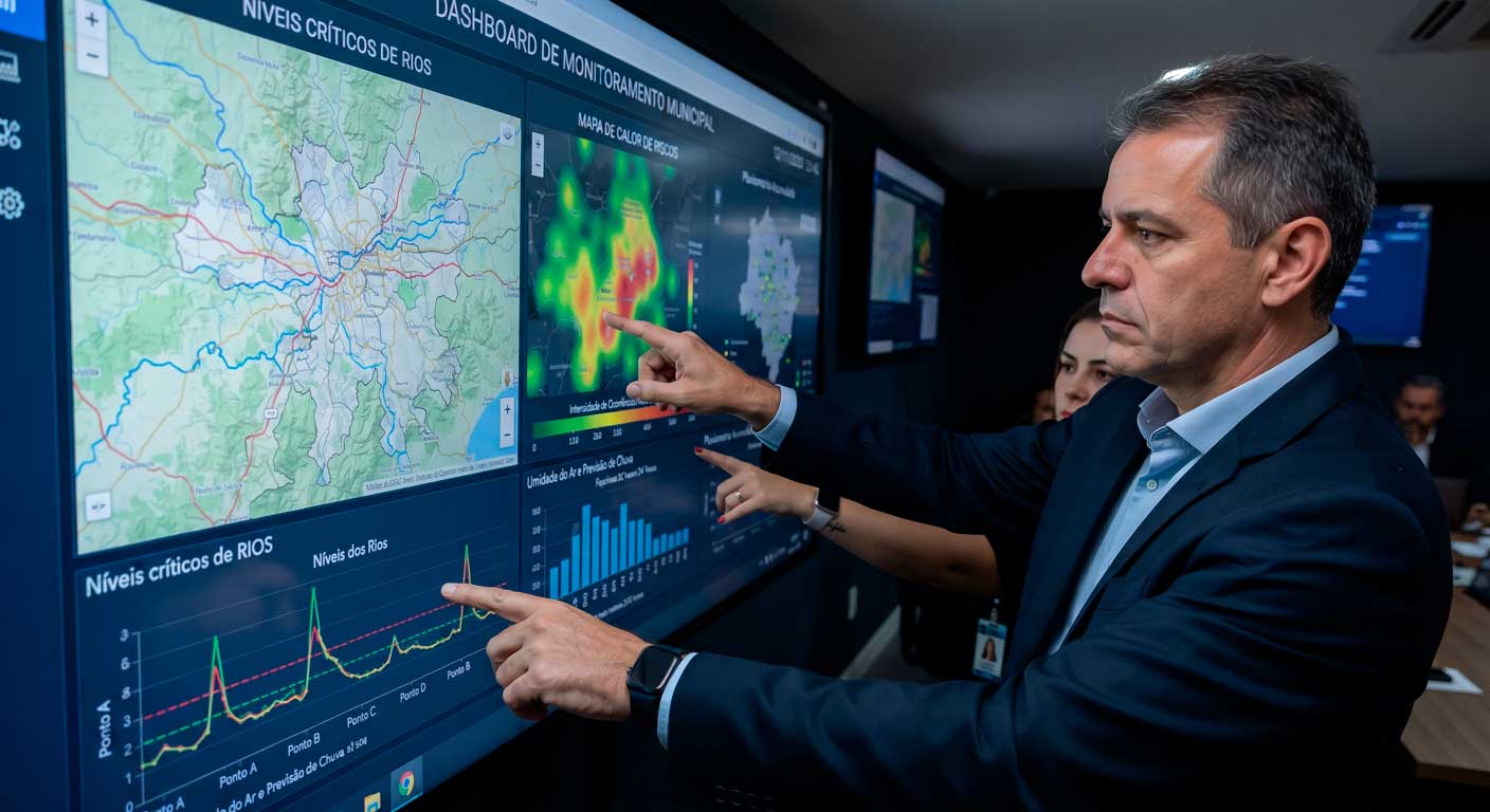 Segurança em tempo real: O investimento em tecnologia de monitoramento transforma a Defesa Civil em um serviço preventivo, garantindo que a prefeitura proteja a população antes que o problema aconteça.