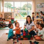 Crianças em sala de aula de creche municipal representando a expansão da educação infantil