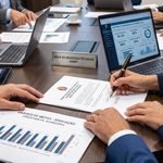 Gestores públicos e parceiros privados assinando Contrato de Impacto Social com foco em metas e resultados na gestão municipal